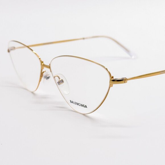 NEW BALENCIAGA EYEGLASSES BB0015O 003 CAT EYE GOLD WOMEN EYEWEAR BALENCIAGA - Picture 4 of 8